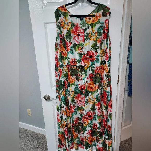 Denim 24/7 Multicolor Floral Sleeveless Button Up Maxi Dress in Size 1X - Picture 1 of 9